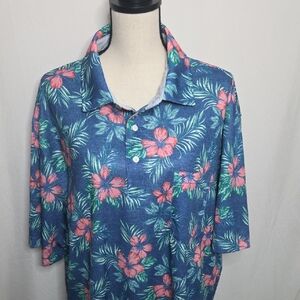 Izod Men's Big And Tall Saltwater Hawaiian Floral Polo Shirt